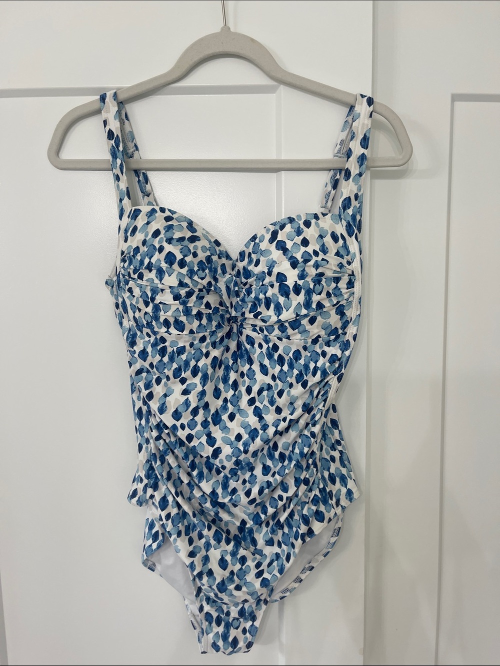 Blue Dotted Ruched One-Piece Swimsuit